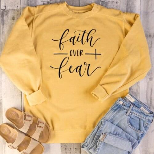 Casual Jumper Christian Hope Love Hoodies Faith Over Fear Sweatshirt Women Mom Life Positive Strength Pullover Girl