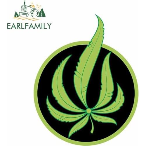 EARLFAMILY 13cm x 10.2cm for Hemp Leaf round RV Decal Surfboard Motorcycle Car Stickers Personality Windshield Anime Decoration