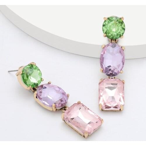 Statement Gold Color Candy Square Pendant Long Tassel Drop Earrings for Women Girls Fashion Party Jewelry