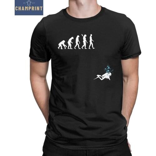 Mens T-Shirt Evolution Of Man Funny Scuba Diving 100% Cotton Tee Shirt Short Sleeve Dive Diver T Shirt Round Neck Clothing 6XL