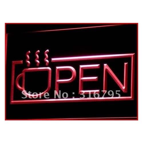I537 OPEN Coffee Cup Lounge Cafe NEW LED Neon Light Light Signs On/Off Switch 20+ Colors 5 Sizes