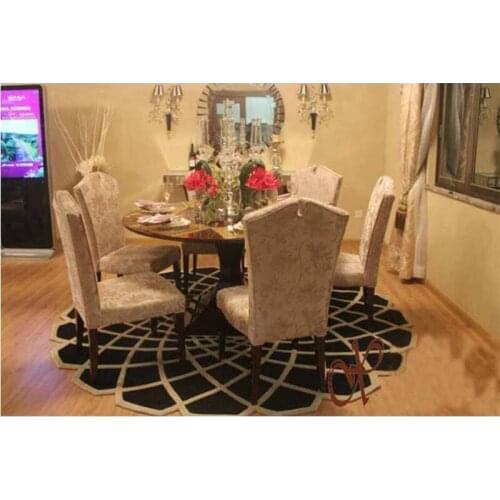 Carpets For Living Room 100% Acrylic Non-Slip Innovative Round Can Be Customized Hand Carved Carpet Black And White Stripes