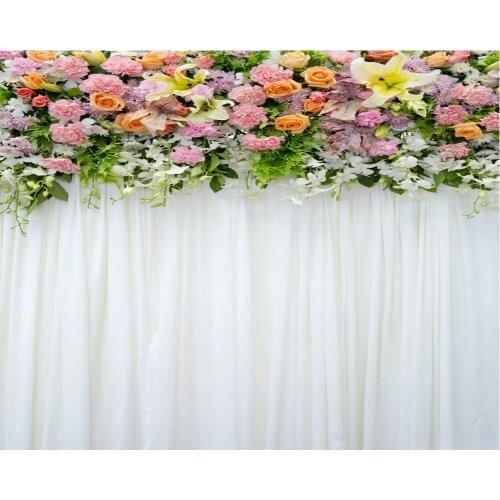 Colorful Floral Curtains Wedding Decoration Backdrop Baby Shower Party Birthday Room Decor Photo Booth Studio Prop