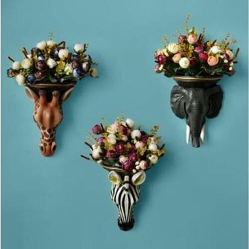 CREATIVE ANIMAL HEAD VASE, WALL DECORATION, NORDIC LIVING ROOM WALL DECORATION, DEER HEAD, ELEPHANT HEAD, ZEBRA HEAD