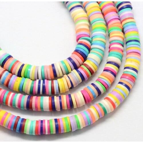 4mm 5mm 6mm Flat Round Handmade Polymer Clay Bead Spacers Loose Disc Bead for jewelry making Mixed Color