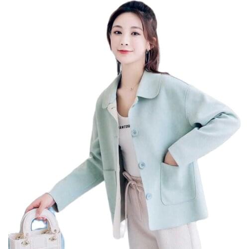 Women Jacket 2021 New Female Spring Autumn Short Jacket Casual Solid Color lapel Korean All-match Short jacket Coat Female D1165