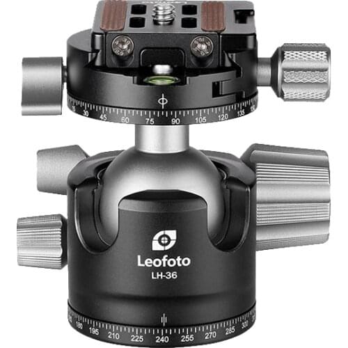 Leofoto LH-36R low center of gravity double openings with RH-1L double panoramic clamp seat professional spherical pan-tilt head