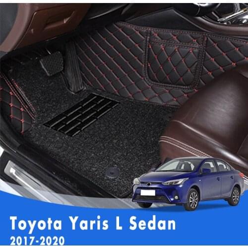 LHD Luxury Double layer Wire loop Carpets Car Floor Mats For Toyota Yaris L Sedan 2020 2019 2018 2017 Styling Custom Accessories