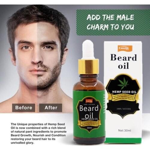 30ML Hemp seed Growth Beard Oil Grow Beard Thicker & More Full Thicken Hair Oil For Men Beard Grooming Treatment Beard Care