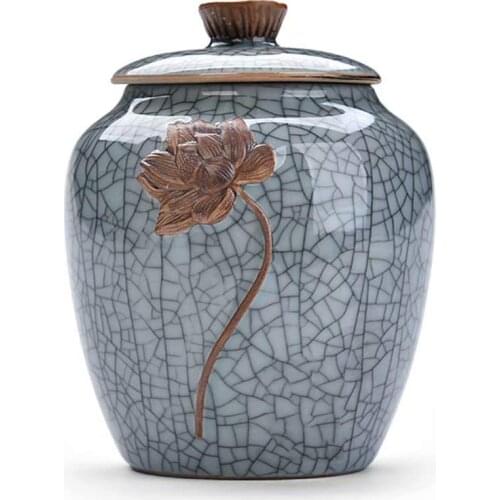 Memorial Urn Cremation Urns Ceramic Celadon Sealed Cans Storage Tanks Storage Tanks Tea Pots Tea Cans