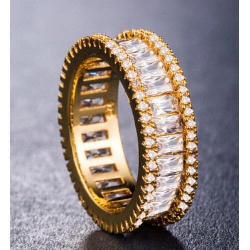 Fashion Mutilcolor AAAA Baguette Cubic Zirconia Wedding Finger Rings for Women Luxury T Shape Stone Party Jewelry