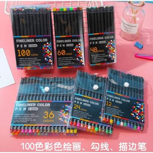 Fineline Color Pens Set Art Marker Watercolor Hand-Drawn Design Sketch Needle Pen Dawing Writing Liner r Anime School Supplies