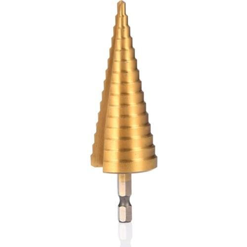 4 - 32 MmTitanium Plating Coated HSS Step Drill Bit Set Cone Hole Cutter Taper Metal Hexagonal Core Drill Bits Woodworking Tool