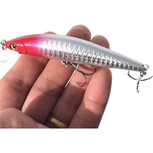 1 Pieces Opesize Charm Minnow Sea Fishing Artificial Hard Bait Hook Fighting 9cm 28.5g Laser Lures