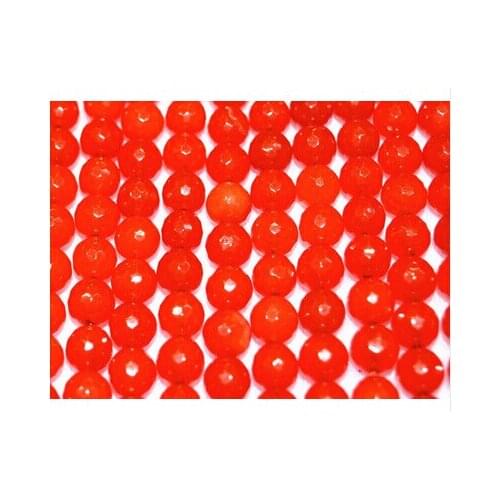 Perlas 8mm facetado Rare Rojo Naranja STONE Grano Flojo 15 ''# @ Factory Wholesale price Women Gift word Jewelry