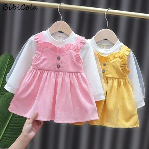 Girls Dress Spring And Autumn Style Lantern Sleeve Dress Round Neck Baby Princess Dress