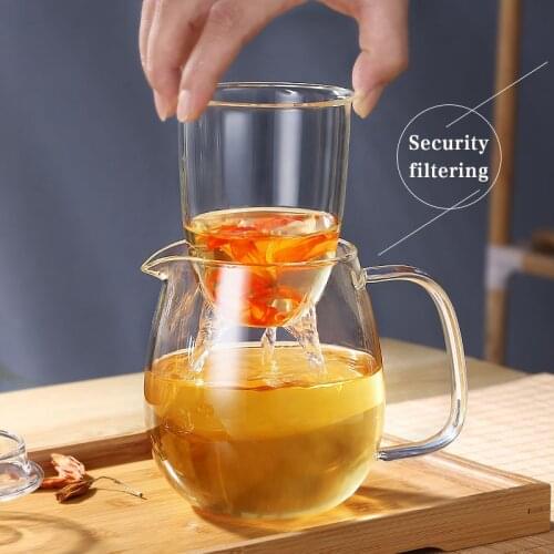 Durable Glass Flower Teapot Kitchen 600ml Fashion Living Room Coffee Teakettle Sturdy Jasmine Tea Party Anti-Scalding