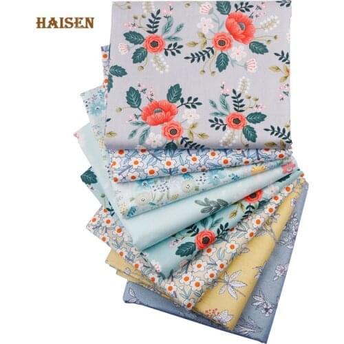 Haisen,8pcs/Pack,Floral Printed Twill Cotton Fabric,Patchwork Cloth For DIY Quilting Sewing Baby&Childs Fat Quarters Material