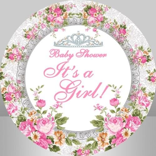 Sensfun Pink Round Backdrop Baby Shower It is a Girl Birthday Party Circle Background Baby Shower Party Decor Photocall