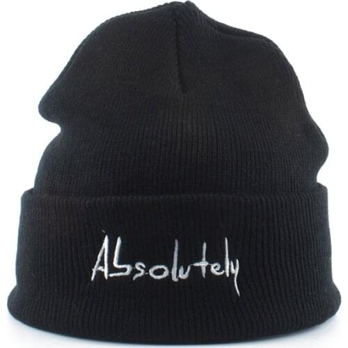 Skullies Beanies For Men Women ABSOLUTELY Letters Embroidery Winter Hat Warm Knitted Bonnet Cap