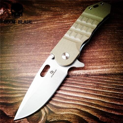 200mm 100% D2 Knife, EDC Ball Bearing Quick Opening Tactical Folding Knife, G10 Handle, Outdoor Camping Survival Hunting Knife