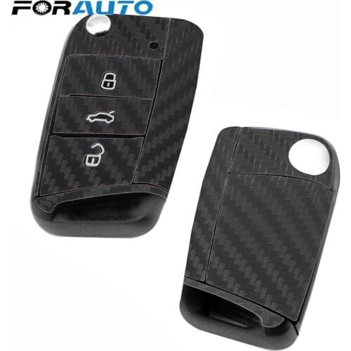 FORAUTO Car Key Decoration Black Carbon Fiber Car Key Sticker Car Key Refitting for Golf Auto Accessories