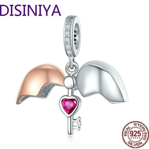 DISINIYA 925 Pure Silver Key To Open Your Heart Lock Pendants Womens Bracelets and Necklaces DIY Jewelry ZSCC38844
