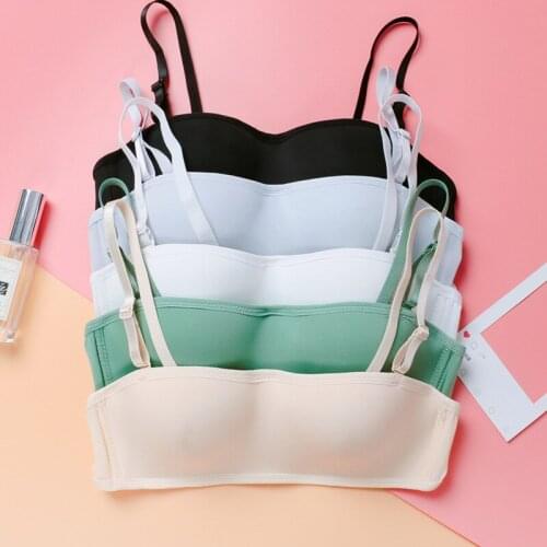 Wasteheart Women Fashion Black Skin Gray White Wireless Padded Bras Invisible Sexy One-Piece Bras Bralette Cup A B Underwear