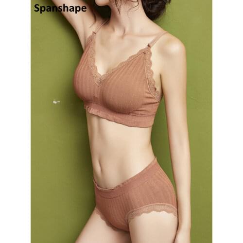 Women Bra Panties Set New Summer Soft Comfortable Cotton Underwear Seamless Padded Bra High Elastic Waist Lingerie Set ouc814