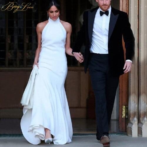 New Arrival Wedding Dresses Long Mermaid Backless Halter Ivory Wedding Gown 2019 Off Shoulder Bride Dress vestidos de novia