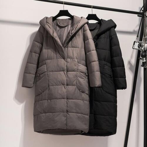 Make winter bigger sizes in fashionable dress fat sister long hooded thickening warm cotton-padded jacket coat