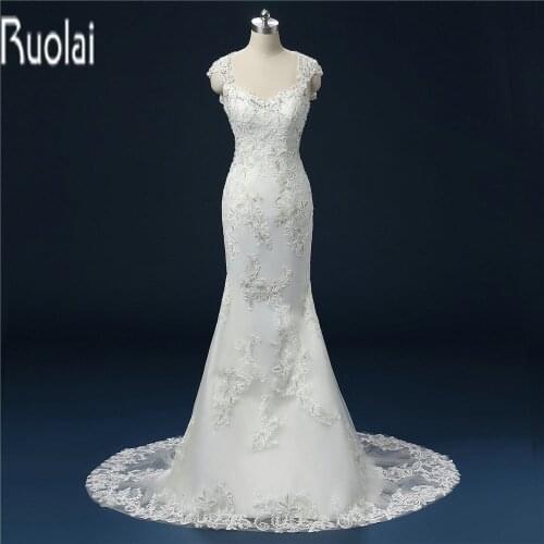 2016 New Arrival Sexy Lace Applique Cap Sleeves Open Back Mermaid Formal Long Church Wedding Dresses Bridal Gown