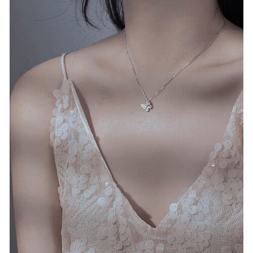 2021 Trend Simple Charming Dazzling Micro Zircon Butterfly Pendant Necklaces For Women Birthday Gift