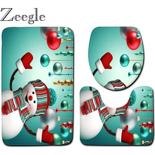 Zeegle 3pcs Bath Mat Set Bathroom Doormat Anti-slip Bathroom Shower Mat Absorbent Toilet Pedestal Rug Soft Toilet Cover Seat Mat
