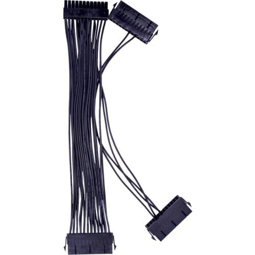 30CM Dual Three PSU Cable Extension Adapter for 20+4 24-Pin ATX Motherboard Power Supply Sync Starter Splitter Cable Converter