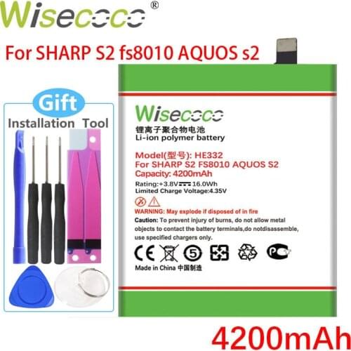 Wisecoco HE332 4200mAh New Battery For SHARP S2 Fs8010 AQUOS S 2 HE 332 CellPhone Battery Replacement+Tracking Number