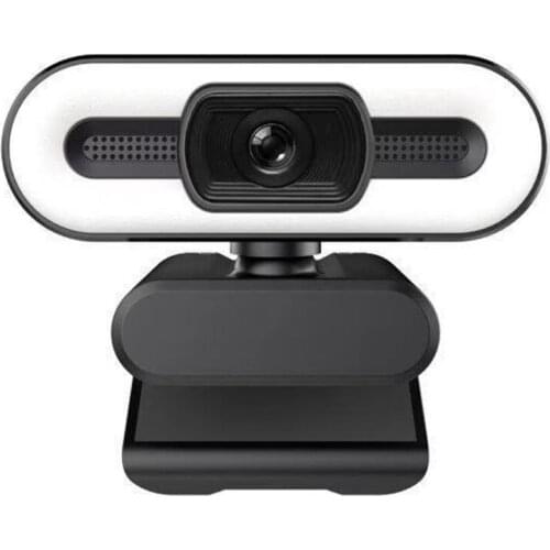 HD Camera With Ring Light Built-In Microphone Auto Focus USB Plug-And-Play Webcam For PC Laptop Desktop