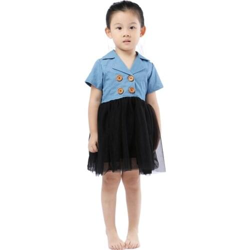 Kaiya Angel 2017 Hot Tutu Denim Bow Kids Clothes Ruffles Sleeve With Ribbon Summer Clothing Girls Clothes Kid Dress For Girls