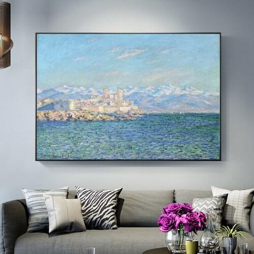 Claude Monet Wall Art Canvas Reproduction Antibes Afternoon Effect Paintings Print On Canvas Decorative Picture For Living Room