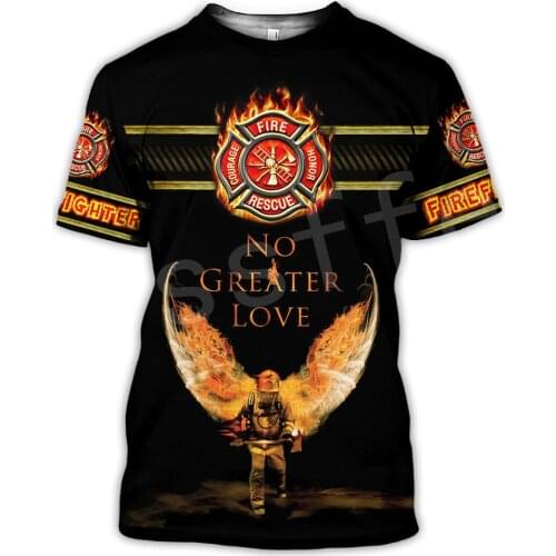 Tessffel Firefighters Suit Firemen Causal Streetwear Harajuku Unisex 3DPrint Funny Summer Short Sleeve T-shirts Men/Women A-2