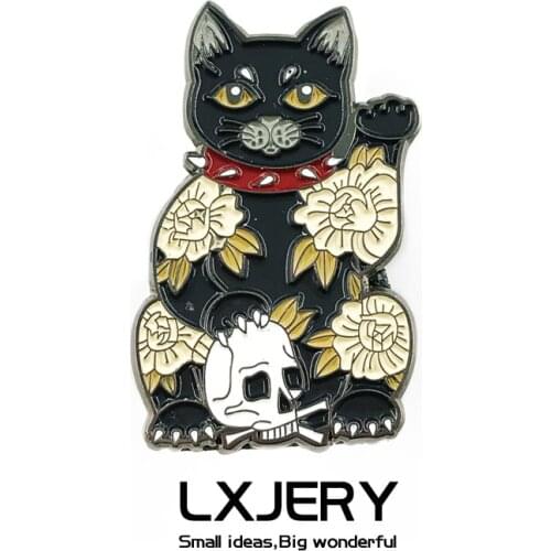 LXJERY Cartoon Maneki Neko Pin Badge On Backpack Funny Brooch Pins For Clothes Broche For Schoolbag