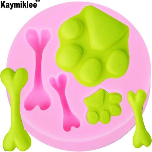 M215 Paw Print Dog Bone Silicone Mold Fondant Gum Paste Chocolate Crafts Silicone Mold Kitchen Accessory