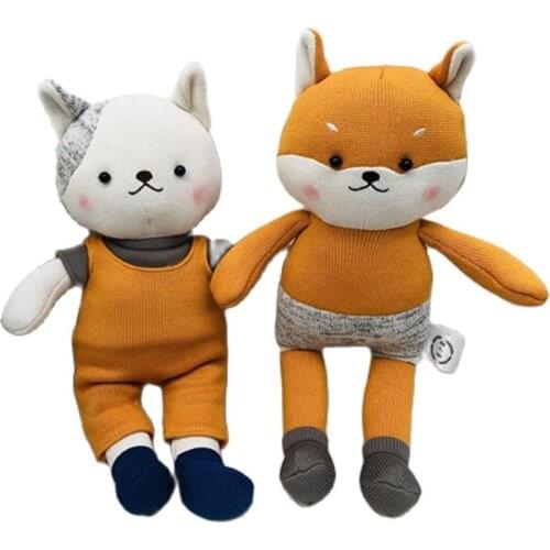 38CM kawaii animal crossing plush sheep knitted wool plush toys doll fox cute doll pillow child room home Gift for girl friend