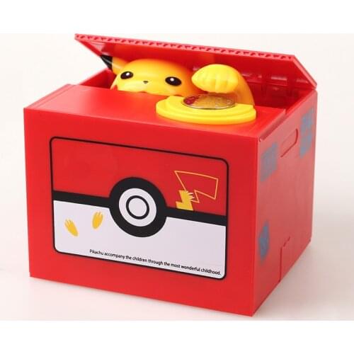 Original Takara Tomy Pokemon PiKachu Cartoon Miniature Piggy Bank Money Box PiKachu action toys with music Stealing Money toy