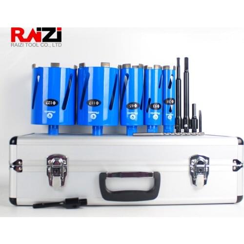 Raizi 5pcs Laser Welded M16 Diamond Core Drill Bit Set for Concrete Wall Tap Air Condition 38/53/65/117/127mm Hole Saw Cutter