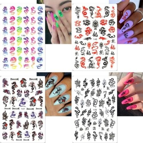 G99E Dragons Nail Art Stickers Decals Nails Decorations Supplies for Women Girls Manicure Decor Tips Home Salon Use