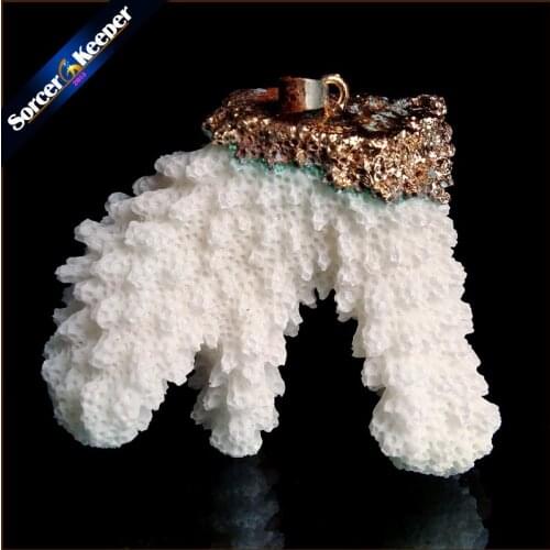 Natural Stone Raw White Coral Pendant Necklace Druzy Drusy Elestial Skeletal Cluster Specimen Fit Jewelry Making AA325