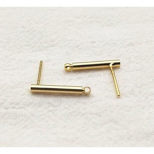 New Arrival! 15x2mm 50pcs Plating Real Gold Color Copper Earrings Connectors For Handmade Earring Parts DIY Jewelry Findings