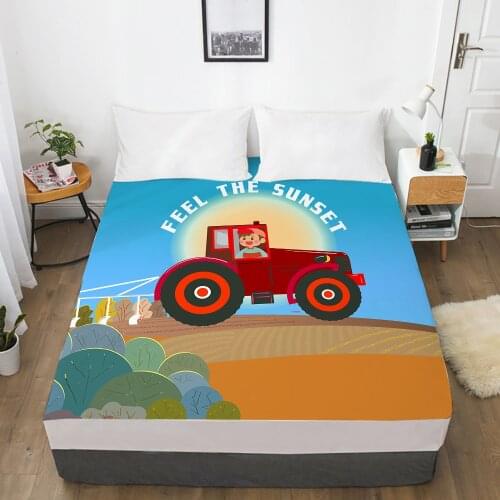 Car Cartoon Kids Elastic fitted sheet bed sheet With An Elastic Band 150x200 Mattress Cover Bed cover for children baby sunset