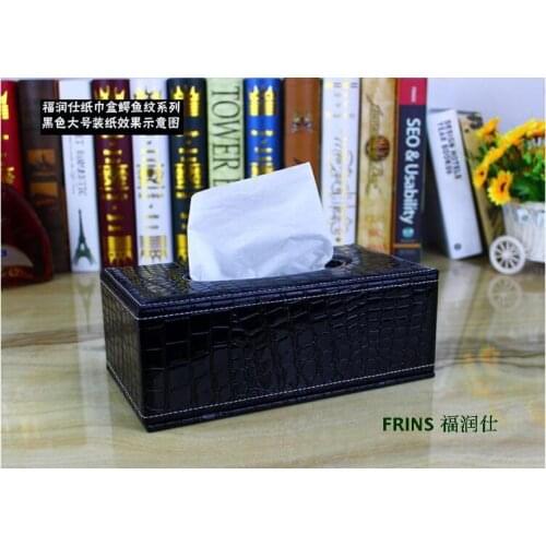 Luxury rectangle wooden croco leather home car pumping tissue napkin box case toilet paper dispenser cover holder storagePZJH002
